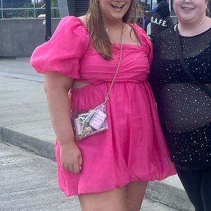 Target bubble hem metallic pink mini dress